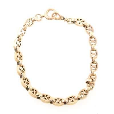 Lot 358 - A yellow metal fancy link bracelet.