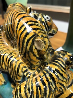 Lot 148 - A pottery group of Tigers, by Stella R Crofts, 1925.