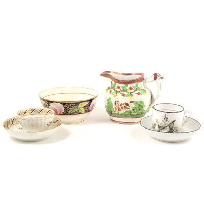 Lot 55 - A Prattware jug, modelled with Retrievers, ...