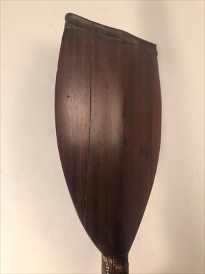 Lot 528 - Ethnographia: a hardwood sapakana paddle-shape war club, probably Guyana or Brazil