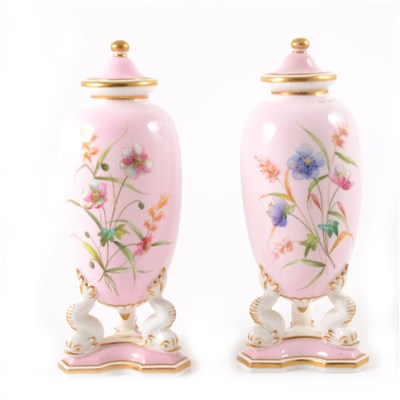 Lot 49 - A pair of vases and covers by Grainger & Co, ...