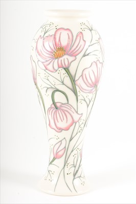 Lot 57 - A 'Chocolate Cosmos (pink colourway)' vase, designed by Rachel Bishop for Moorcroft Pottery, 2017.