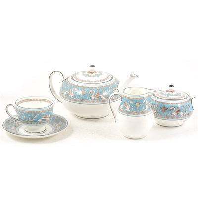Lot 44 - A Wedgwood bone china teaset, Turquoise Florentine.