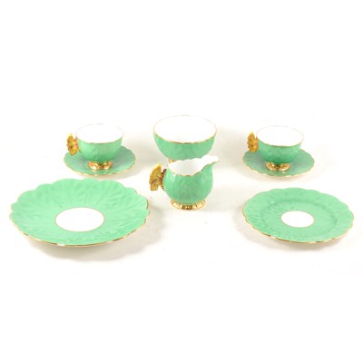 Lot 84 - An Aynsley porcelain part teaset, with butterfly handles.