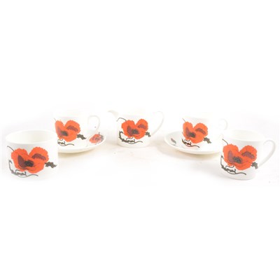 Lot 89 - Wedgwood Susie Cooper designed part coffee set for six, 'Corn Poppy' pattern.