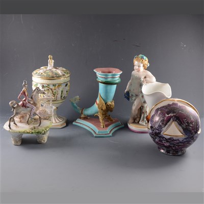 Lot 46 - A Capodimonte covered goblet, ...