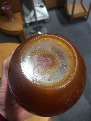 Lot 109 - A wheel carved and fire-polished cameo glass vase and stand, by Emile Gallé.