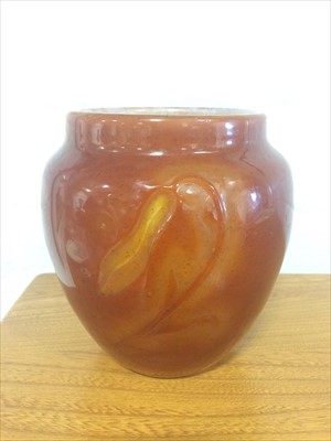 Lot 109 - A wheel carved and fire-polished cameo glass vase and stand, by Emile Gallé.