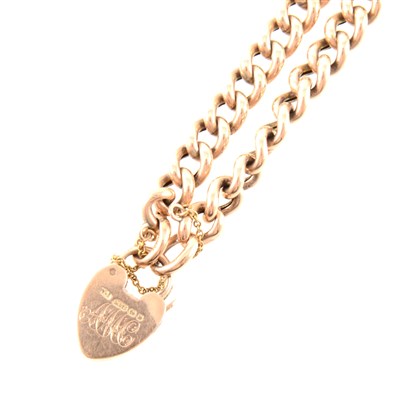 Lot 355 - A rose metal hollow curb link bracelet.