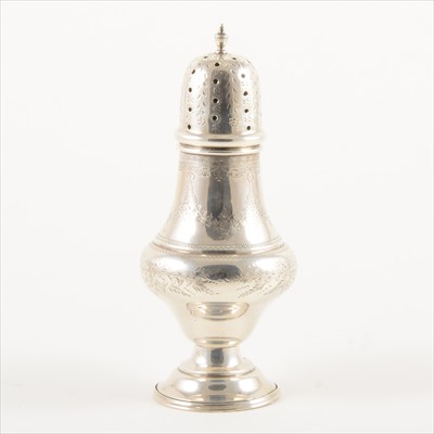 Lot 623 - Edwardian silver caster, Joseph Gloster Ltd, Birmingham 1909.