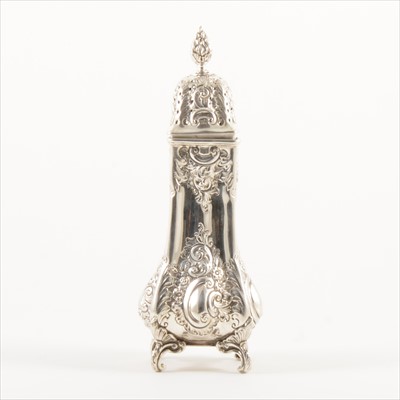 Lot 624 - Edwardian silver caster, Lee & Wigfull, Sheffield 1896