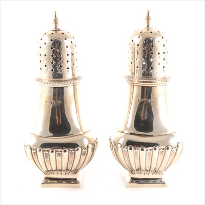 Lot 160 - Pair of silver casters, Walker & Hall, Sheffield 1901