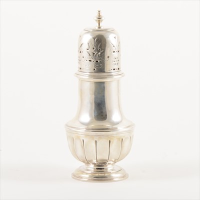 Lot 626 - George IV style silver caster, Marks & Cohen, Birmingham 1903