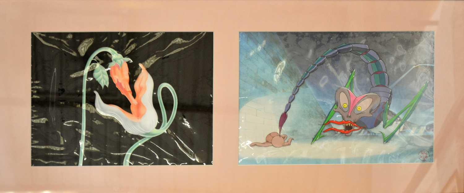 Lot 82 - Pink Floyd; The Wall, original animation art work, two celluloids "Copulating Flowers" and "Essays & Effluvia"