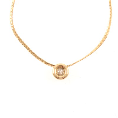Lot 319 - A diamond solitaire pendant and chain.