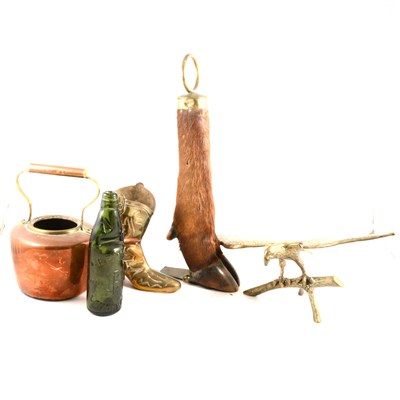 Lot 149 - A taxidermy door stop formed from a deer leg, by Roland Ward; and other metal wares.