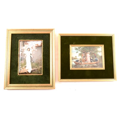 Lot 168A - 'Regency Fishing Party' overpainted painted plaque