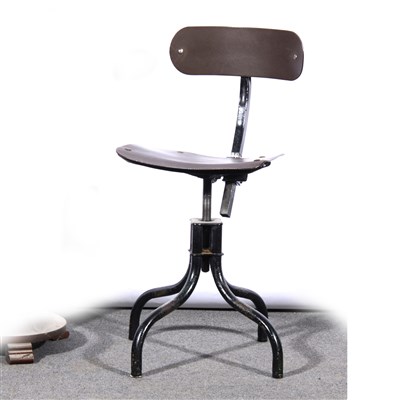 Lot 429 - A painted metal machinist's chair, marked Tan-Sad, ...