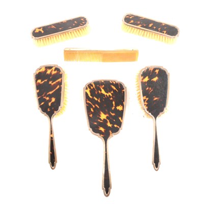 Lot 191 - Six piece silver-backed and tortoiseshell dressing table set, Collett & Anderson, London 1931