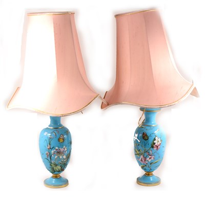 Lot 190 - A pair of French opaque blue glass vases