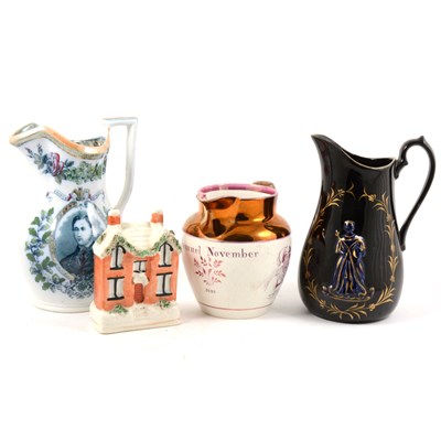 Lot 45A - A Staffordshire jug, 'Long Live Caroline!', ...