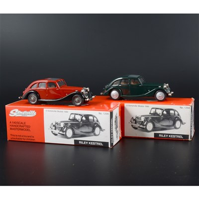 Lot 240 - Two Somerville 1:43 scale white metal model Riley Kestrel cars