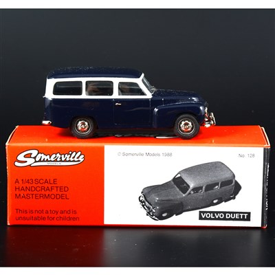 Lot 318 - Somerville 1:43 scale white metal model; no.128 Volvo Duett in rare dark blue and grey windows, this was a sample model made in very low numbers, boxed.