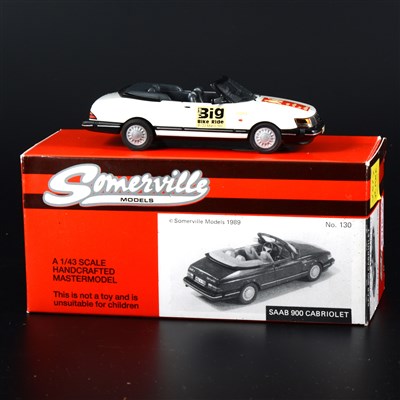 Lot 272 - Somerville 1:43 scale white metal model; no.130 Saab 900 Cabriolet with rare 'Big Bike Ride (1997)' transfers.