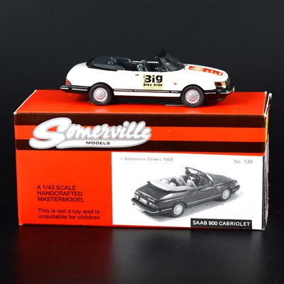 Lot 333 - Somerville 1:43 scale white metal model; no.130 Saab 900 Cabriolet with rare 'Big Bike Ride (1997)' transfers.
