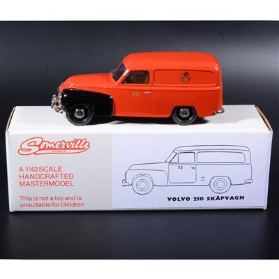 Lot 271 - Somerville 1:43 scale white metal model; no.140 Volvo Panel van 210 Skapvagn a rare red post van version, boxed.