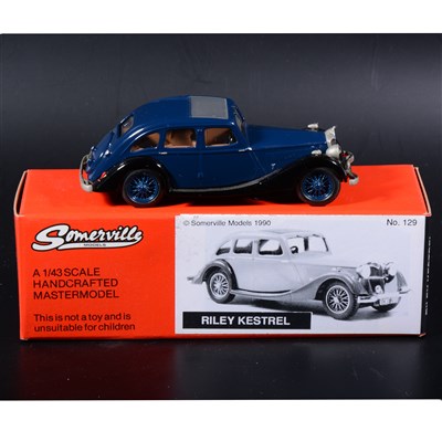 Lot 346 - Somerville 1:43 scale white metal model; no.129 Riley Kestrel 'Royal Billie' in Royal blue with spoked wheels boxed.