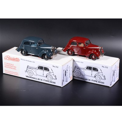 Lot 372 - Somerville 1:43 scale white metal models; no.152 Vauxhall IO, in red and grey, boxed.