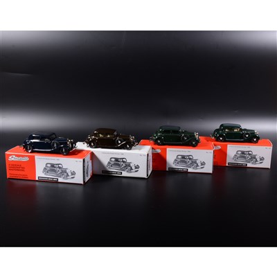Lot 390 - Somerville 1:43 scale white metal models; four no.102 Mercedes-Benz 260D in dark blue, dark green, green and brown (roof not sprayed), boxed.