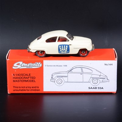 Lot 404 - Somerville 1:43 scale white metal model; a rare no.144 Saab 93A with 'Saab' transfers, boxed.