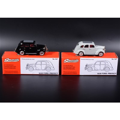 Lot 406 - Somerville 1:43 scale white metal models; four no.147 1938 Ford Prefect, in grey and black, boxed.