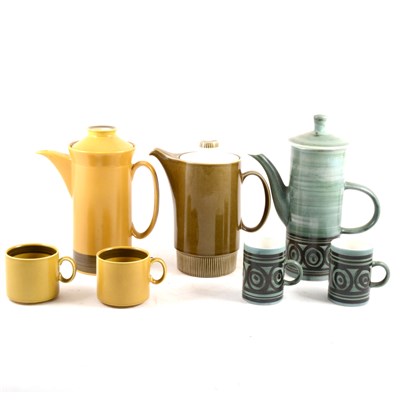 Lot 41 - Two coffee sets by Cinque Ports Pottery, Rye, and an Ironstone teaset