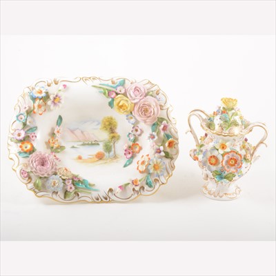 Lot 512 - Coalport Coalbrookdale dessert basket, Victorian style; and a twin-handled vase.