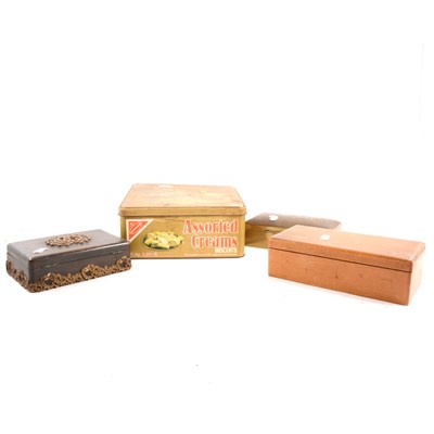 Lot 132 - A shagreen and ivory cigarette box, other boxes, and quantity of propelling pencils etc