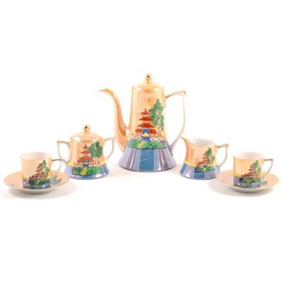 Lot 85 - Japanese egg-shell porcelain lustred coffee set