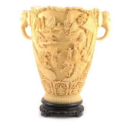 Lot 114 - Large carved composite vase, Chinese polychrome vase and a Staffordshire figure of Sir Charles Napier.