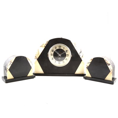 Lot 113 - Art Deco marble mantle clock and garniture