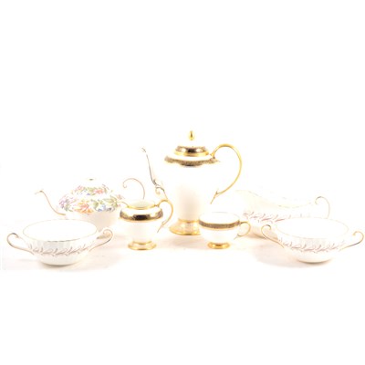 Lot 70 - Two boxes of part dinner and tea services,, including Royal Doulton, Wedgwood, and Coalport