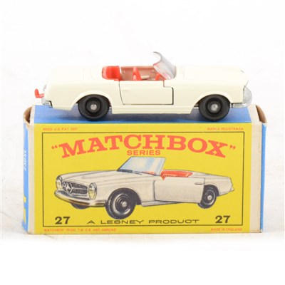 Lot 264 - Matchbox Toys; no.27 Mercedes-Benz 230SL die-cast model, black wheels, boxed.