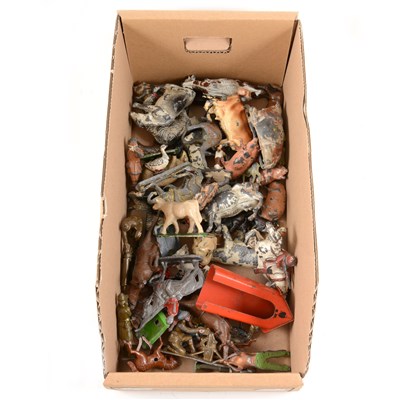 Lot 91 - Lead painted farm animals, military soldiers and figures.