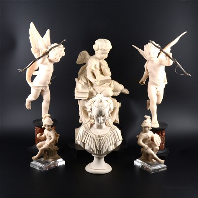 Lot 58 - A collection of composite Parian style sculptures and bookends