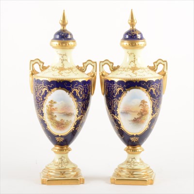 Lot 516 - Pair of Coalport amphora shape vases