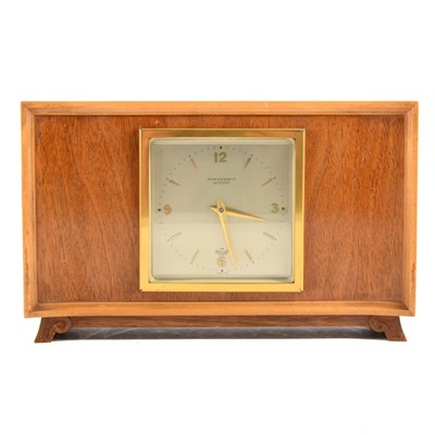 Lot 98 - An Elliott walnut mantel clock, retailed by Pearce & Sons, Leicester.