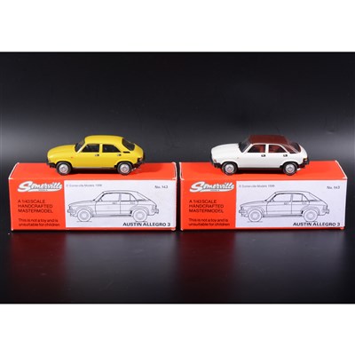 Lot 410 - Somerville 1:43 scale white metal model; no.143 two Austin Allegro 3, in Snap Dragon and white, boxed