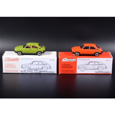 Lot 412 - Somerville 1:43 scale white metal model; no.143 two Austin Allegro 3, in applejack and vermilion, boxed