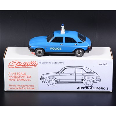 Lot 414 - Somerville 1:43 scale white metal model; no.143 Austin Allegro 3, blue with 'Police' transfers, boxed